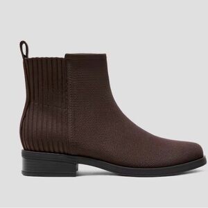 Chic Brown Square-Toe Ankle Chelsea Boots (Celina)